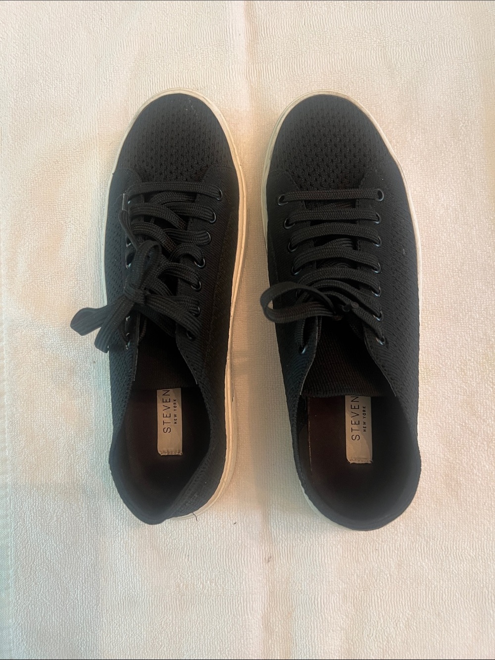 Women’s Steven New York Black Knit Lace-Up Sneakers